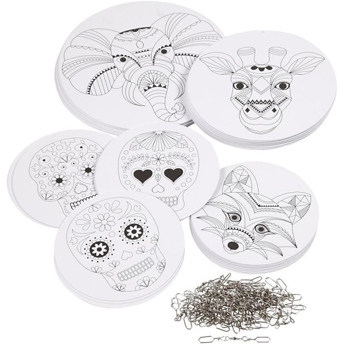 Décorations pour mobile avec motifs, d 12+15+18 cm, 300 gr, blanc, 20set/ 1 Pq.