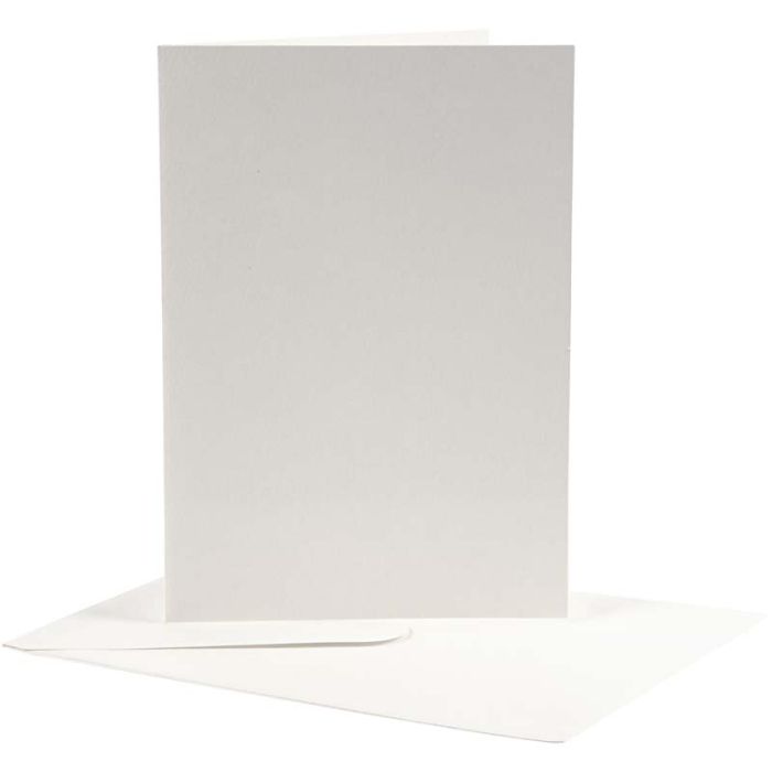 Cartes et enveloppes, dimension carte 12,5x17,5 cm, dimension enveloppes 14x19 cm, blanc cassé, 10 set/ 1 Pq.