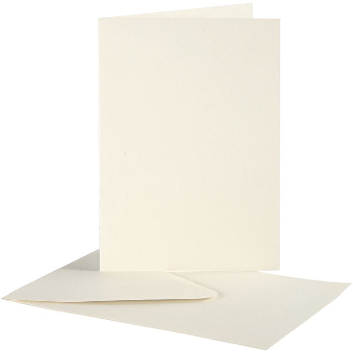 Cartes et enveloppes, dimension carte 10,5x15 cm, dimension enveloppes 11,5x16,5 cm, blanc cassé, 10set/ 1 Pq.