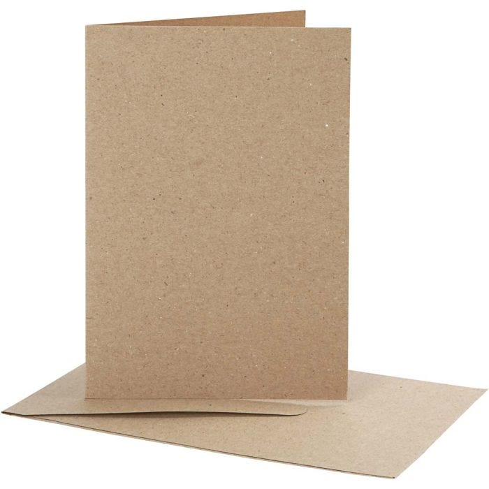 Cartes et enveloppes, dimension carte 10,5x15 cm, dimension enveloppes 11,5x16,5 cm, naturel, 10 set/ 1 Pq.