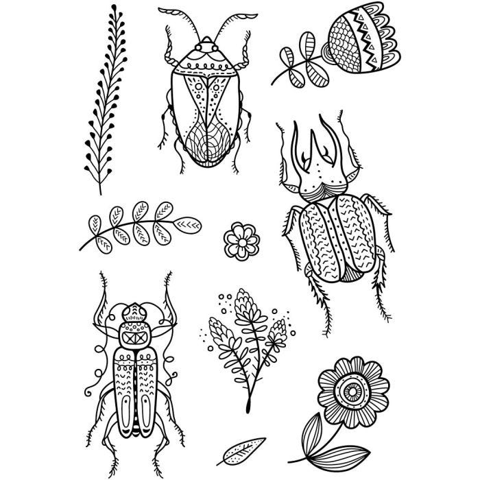 Tampons transparents, insectes, feuille 11x15,5 cm, 1 flles