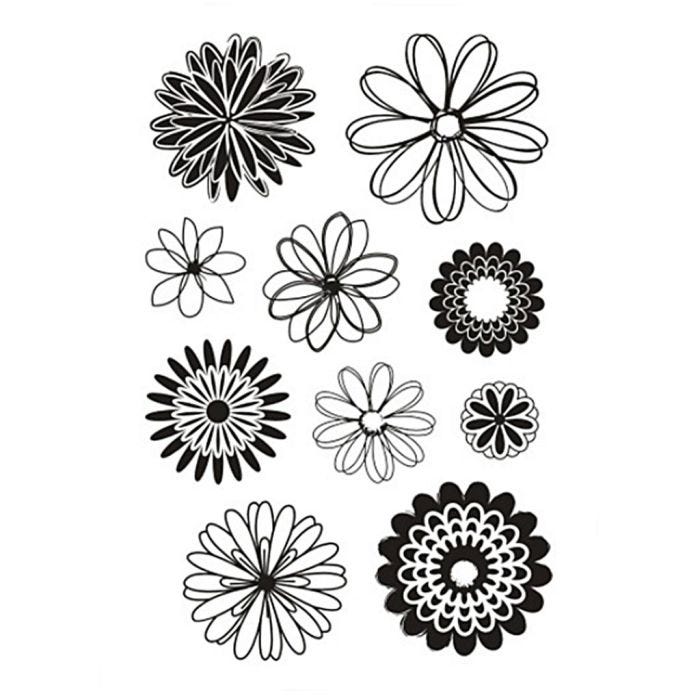 Tampons transparents, fleurs, feuille 11x15,5 cm, 1 flles