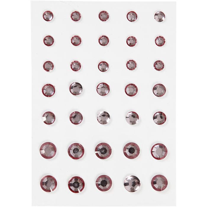 Pierres de strass, Cônes ronds, dim. 6+8+10 mm, rose, 35 pièces/ 1 Pq.