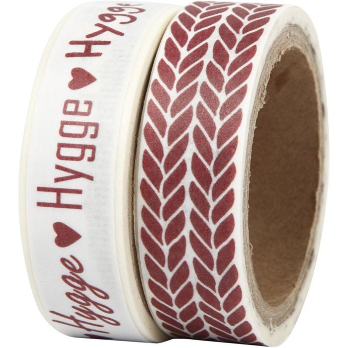 Ruban adhésif Washi Tape, 'Hygge' et tricot, L : 15 mm, 2x5 m/ 1 Pq.