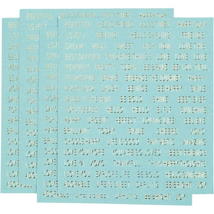 Autocollants, feuille 10x11,5 cm, turquoise, 4pièces/ 1 Pq.