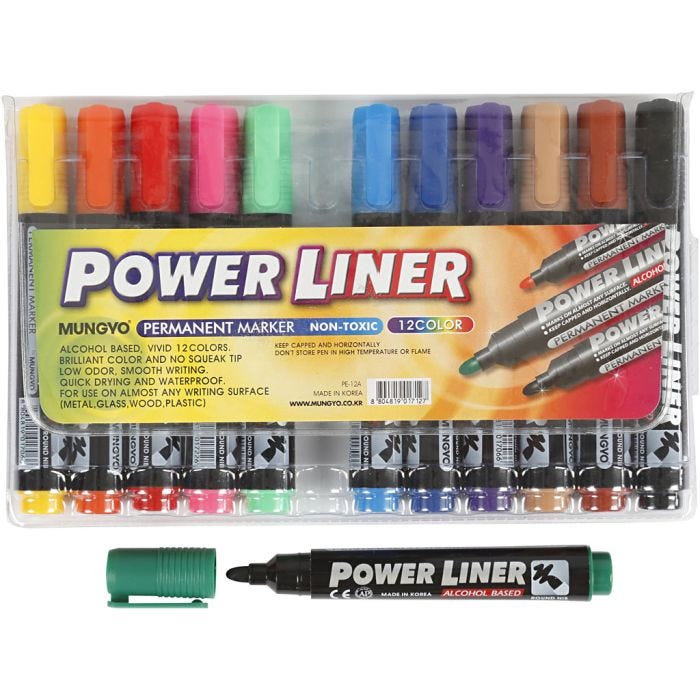 Power Liner, trait 1,5-3 mm, ass. de couleurs, 12 pièces/ 1 Pq.