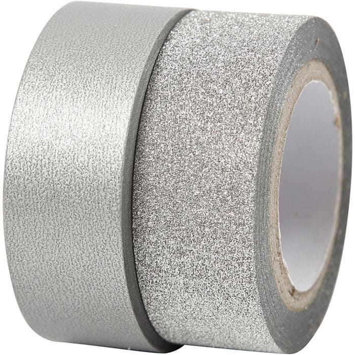 Ruban adhésif design, L : 15 mm, argent, 2rouleau/ 1 Pq.