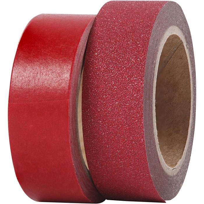 Ruban adhésif design, L : 15 mm, rouge, 2 rouleau/ 1 Pq.