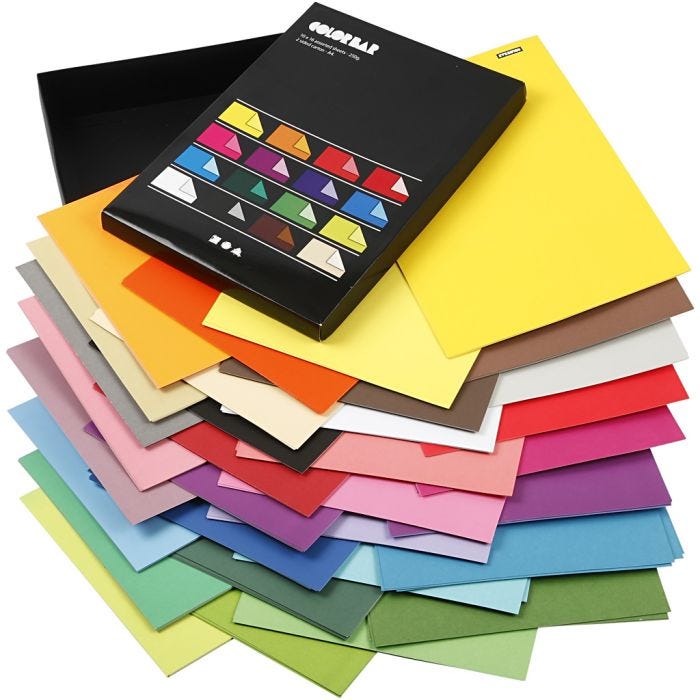 Papier Color Bar, A4, feuille 210x297 mm, 100 gr, ass. de couleurs, 16x10flles/ 1 Pq.