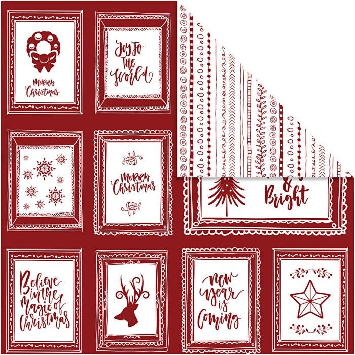 Papier Design, cadres avec texte et doodles, feuille 30,5x30,5 cm, 180 gr, 5flles/ 1 Pq.