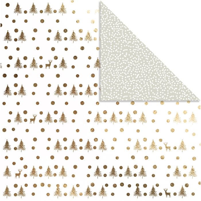 Papier Design, rennes et points, feuille 30,5x30,5 cm, 180 gr, or, 3flles/ 1 Pq.