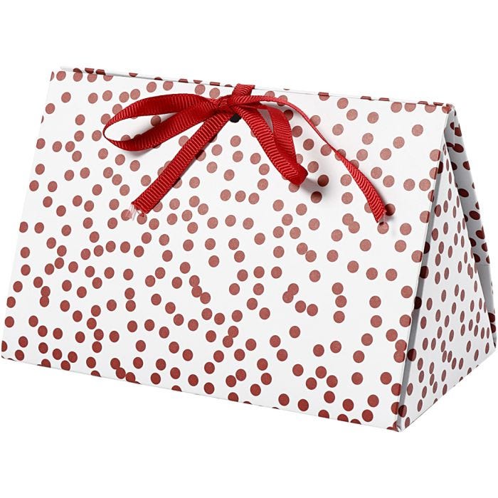 Boîte cadeau à plier, Points, dim. 15x7x8 cm, 250 gr, rouge, 3pièces/ 1 Pq.