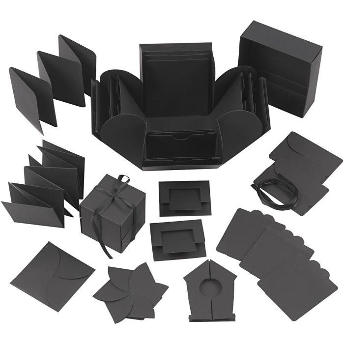 Boîte explosion, dim. 7x7x7,5+12x12x12 cm, noir, 1 pièce
