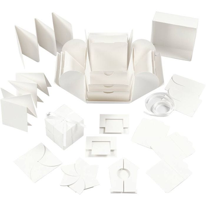 Boîte explosion, dim. 7x7x7,5+12x12x12 cm, blanc cassé, 1 pièce