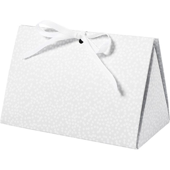Boîte cadeau à plier, points, dim. 15x7x8 cm, 250 gr, gris, 3 pièces/ 1 Pq.