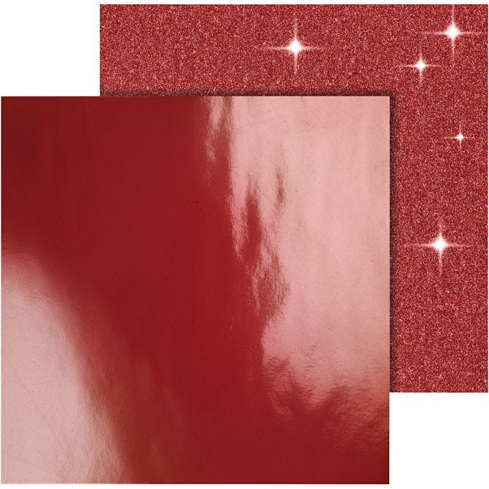 Papier Design, feuille 30,5x30,5 cm, 120+128 gr, rouge, 2flles/ 1 Pq.