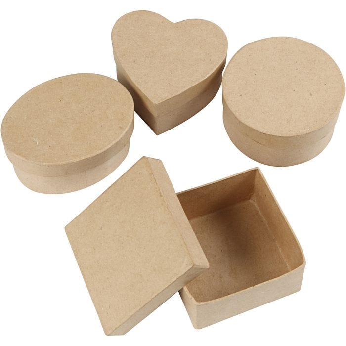 Boîtes moyennes, H : 5 cm, d 10-12 cm, 4pièces/ 1 Pq.