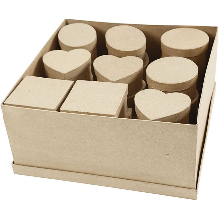 Boîtes moyennes, H : 5 cm, d 10-12 cm, 28pièces/ 1 Pq.