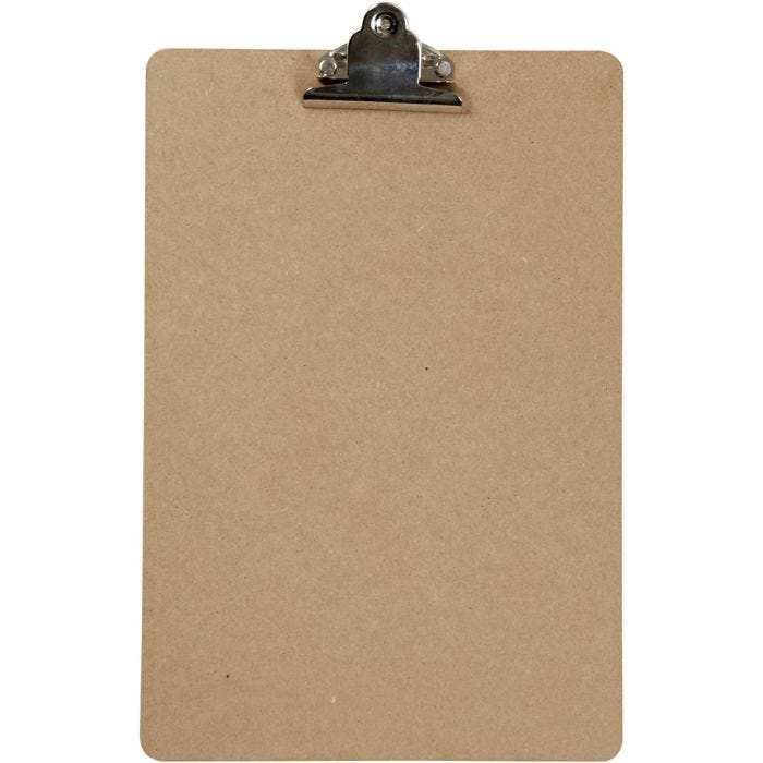 Plaque à pince pour dessin ou écriture, A4, dim. 23x34x0,3 cm, argent, 1 pièce