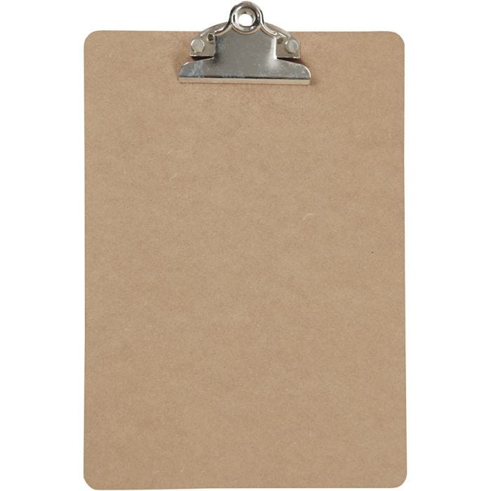 Plaque à pince pour dessin ou écriture, A5, dim. 19x27x0,3 cm, argent, 1 pièce