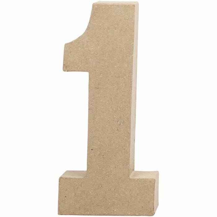 Chiffre, 1, H : 20,5 cm, L : 9,5 cm, ép. 2,5 cm, 1 pièce