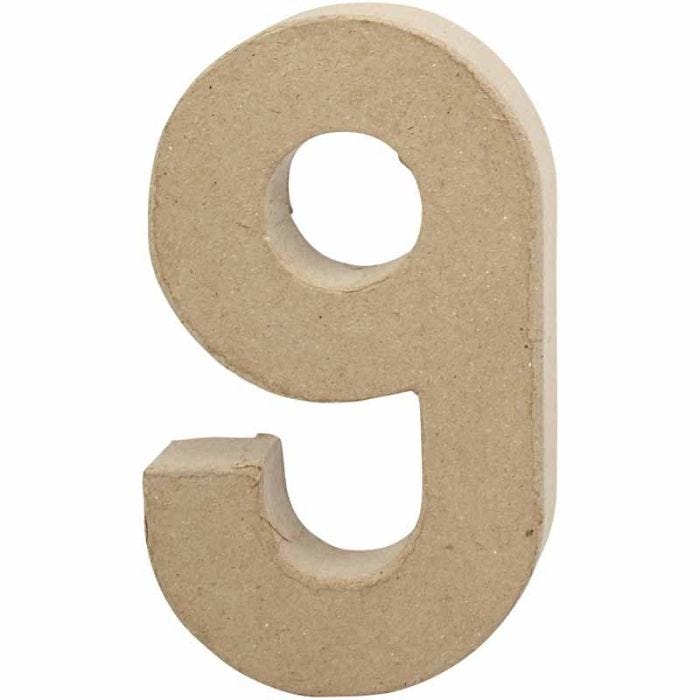 Chiffre, 9, H : 20,5 cm, L : 12 cm, ép. 2,7 cm, 1 pièce