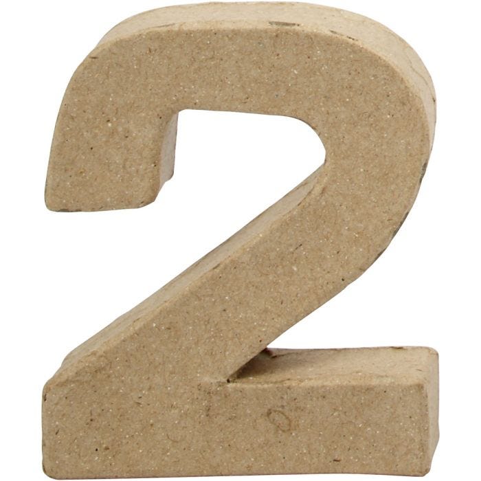Chiffre, 2, H : 10 cm, L : 8,3 cm, ép. 1,7 cm, 1 pièce