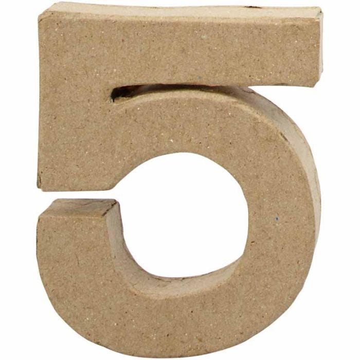 Chiffre, 5, H : 10 cm, L : 8,5 cm, ép. 1,7 cm, 1 pièce