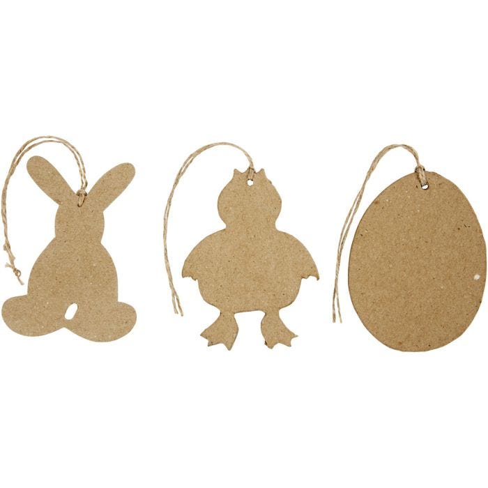 Décorations de Pâques à suspendre, lapin, poulet, oeuf, H : 10 cm, 6pièces/ 1 Pq.