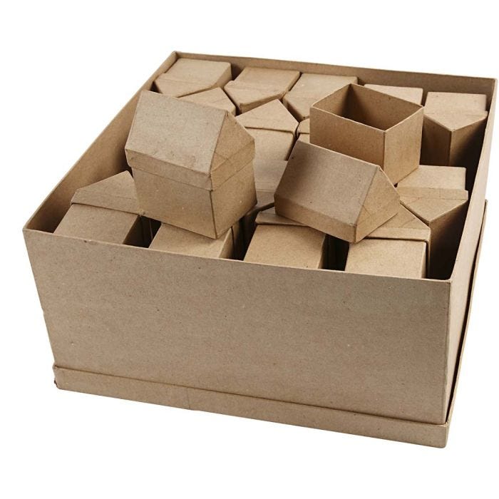Boîtes maisons, H : 10,5 cm, dim. 6x8,5 cm, 40pièces/ 1 Pq.