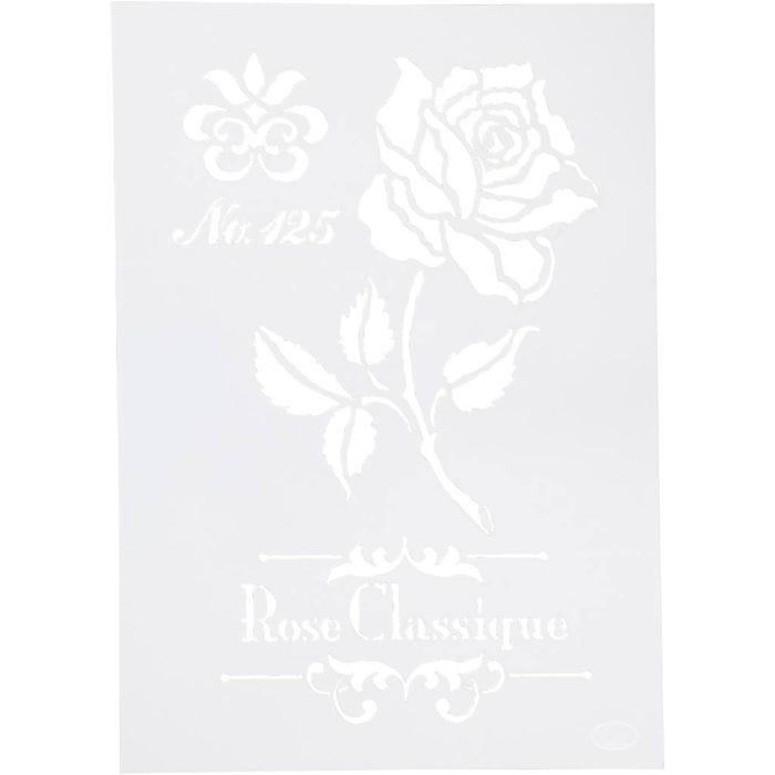 Pochoir, Roses, A4, feuille 210x297 mm, 1 pièce