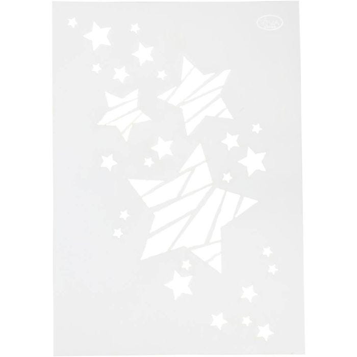 Pochoir, étoiles, A4, feuille 210x297 mm, 1 pièce