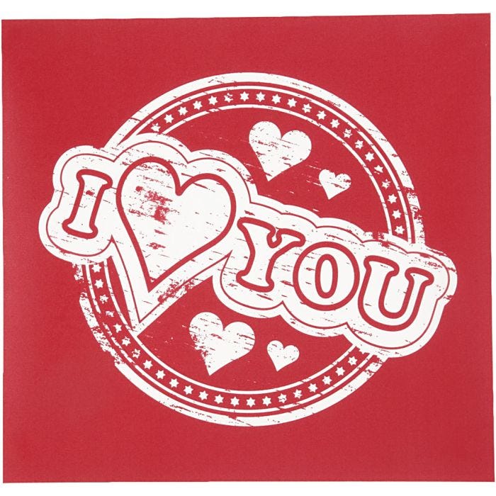 Pochoirs, I love you, feuille 20x22 cm, 1 flles