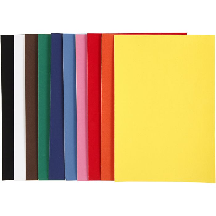 Papier velours, A4, feuille 210x297 mm, 140 gr, ass. de couleurs, 10 flles/ 1 Pq.