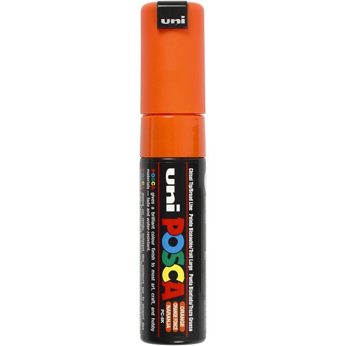 Feutre Posca, PC-8K, trait 8 mm, large, orange, 1 pièce