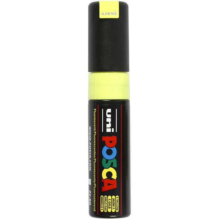 Feutre Posca, PC-8K, trait 8 mm, large, jaune fluo, 1 pièce