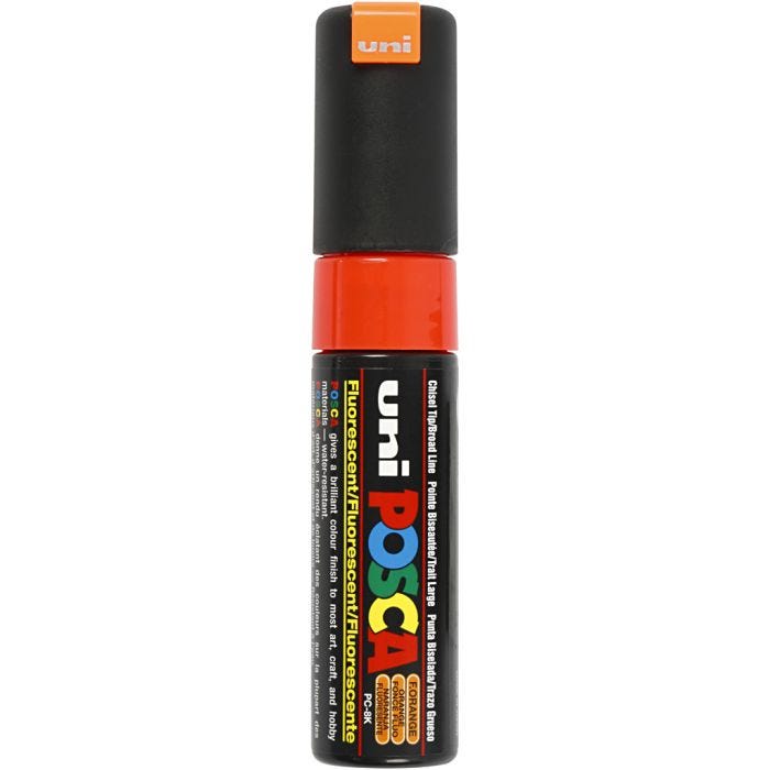 Feutre Posca, PC-8K, trait 8 mm, large, orange fluo, 1 pièce