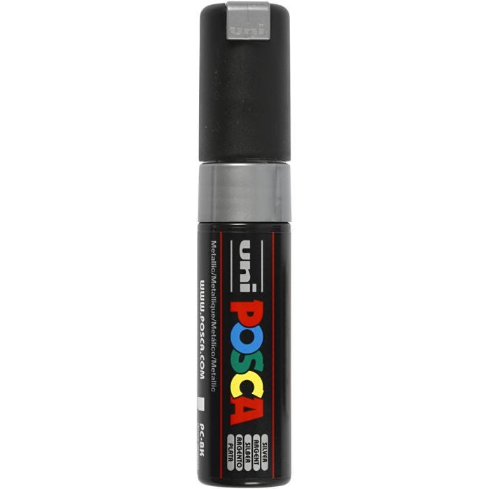 Feutre Posca, PC-8K, trait 8 mm, large, argent, 1 pièce