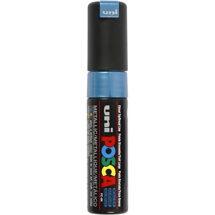 Feutre Posca, PC-8K, trait 8 mm, large, bleu métallique, 1 pièce
