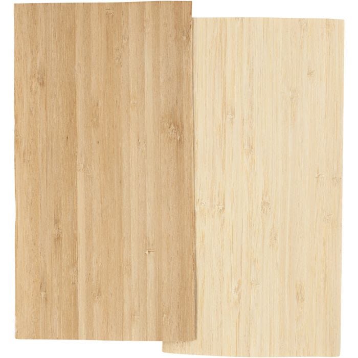 Placage bambou, feuille 12x22 cm, ép. 0,75 mm, 2 flles/ 1 Pq.