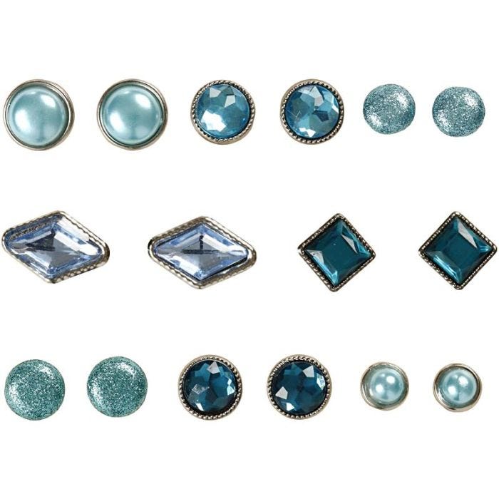 Rivets décoratifs, dim. 8-18 mm, bleu, 16pièces/ 1 Pq.