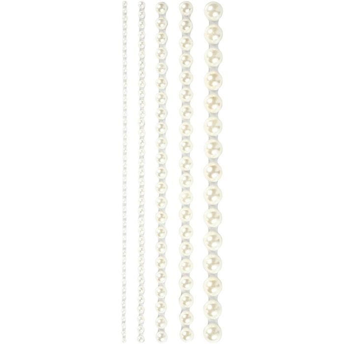 Demies perles, dim. 2-8 mm, blanc, 140pièces/ 1 Pq.