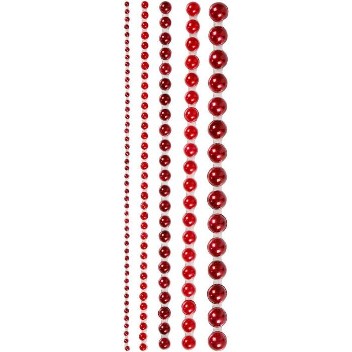 Demies perles, dim. 2-8 mm, rouge, 140pièces/ 1 Pq.