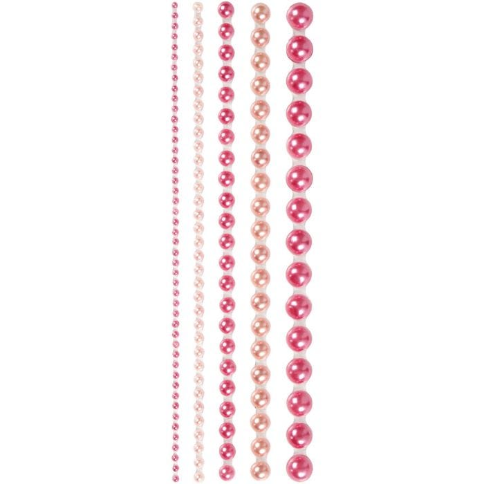 Demies perles, dim. 2-8 mm, rose, 140pièces/ 1 Pq.