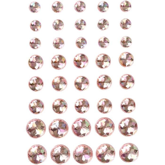 Pierres de strass, dim. 6+8+10 mm, rose, 40pièces/ 1 Pq.
