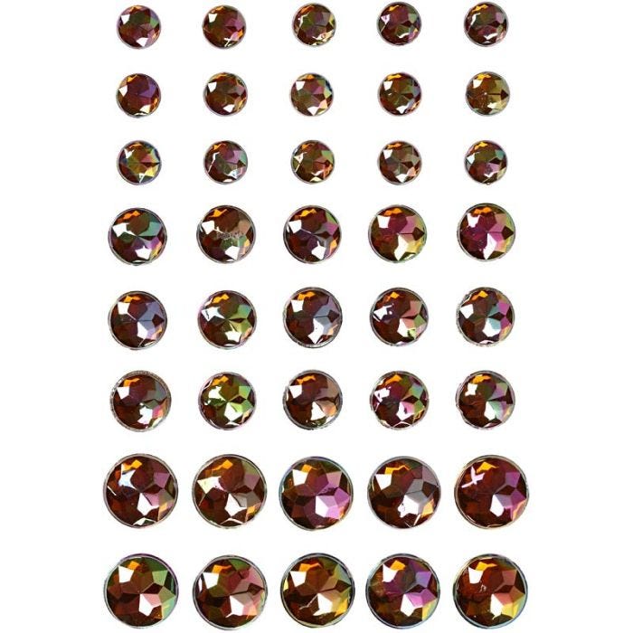 Pierres de strass, dim. 6+8+10 mm, brun, 40pièces/ 1 Pq.