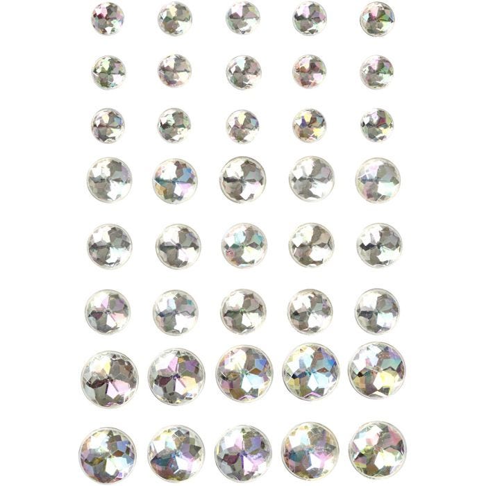 Pierres de strass, dim. 6+8+10 mm, cristal, 40pièces/ 1 Pq.