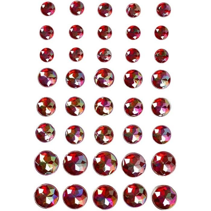 Pierres de strass, dim. 6+8+10 mm, rouge, 40pièces/ 1 Pq.