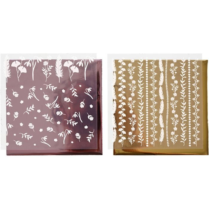 Film décoratif et feuille transfert, feuille 15x15 cm, 2x2flles/ 1 Pq.