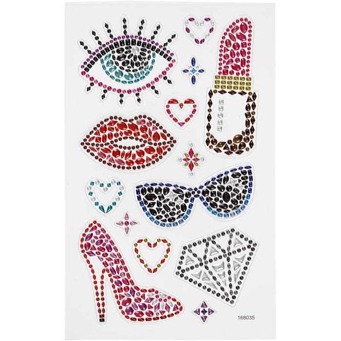 Autocollants diamant, prêt pour la fête, feuille 10x16 cm, 1 flles